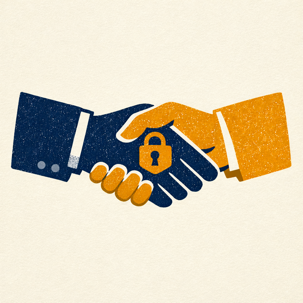 Handshake in navy and gold