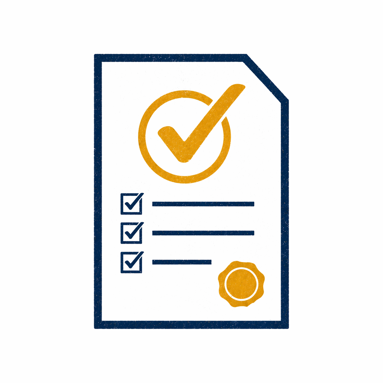 Audit document with gold checkmark and seal